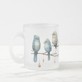Taza De Cristal Esmerilado Aves extravagantes en ramas Elegancia intemporal