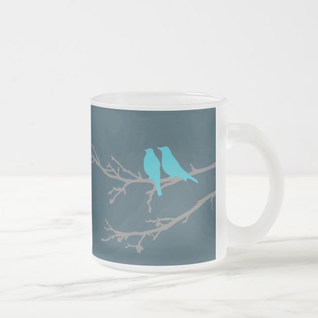 Taza De Cristal Esmerilado aves modestas (Derecha)
