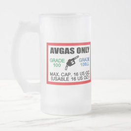 Taza De Cristal Esmerilado AVGAS / 100LL fuel only