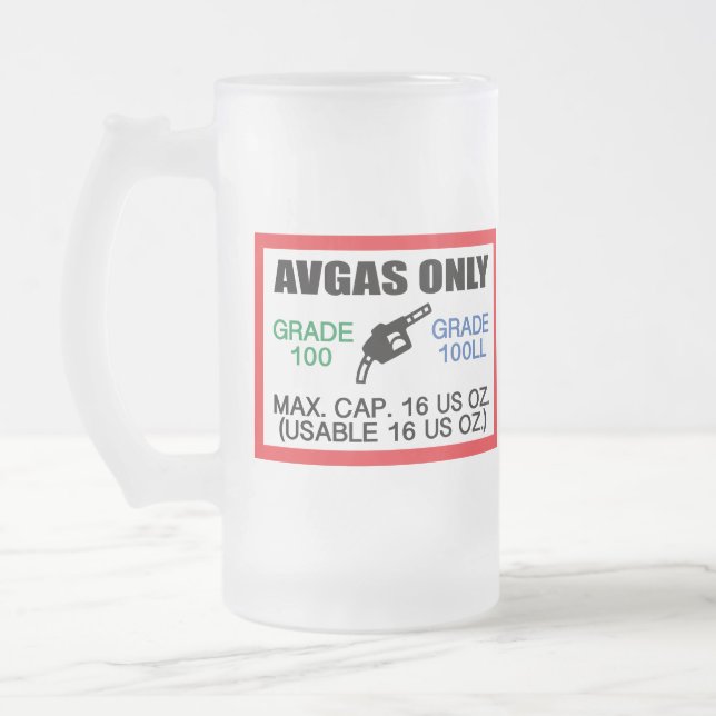 Taza De Cristal Esmerilado AVGAS / 100LL fuel only (Izquierda)
