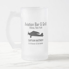 Taza De Cristal Esmerilado Aviación Bar & Grill Beer Glasses