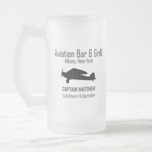 Taza De Cristal Esmerilado Aviación Bar & Grill Beer Glasses