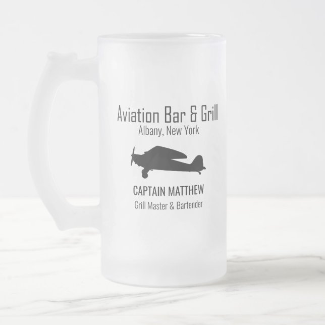 Taza De Cristal Esmerilado Aviación Bar & Grill Beer Glasses (Izquierda)