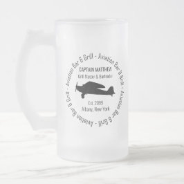 Taza De Cristal Esmerilado Aviación Bar & Grill Drinkware