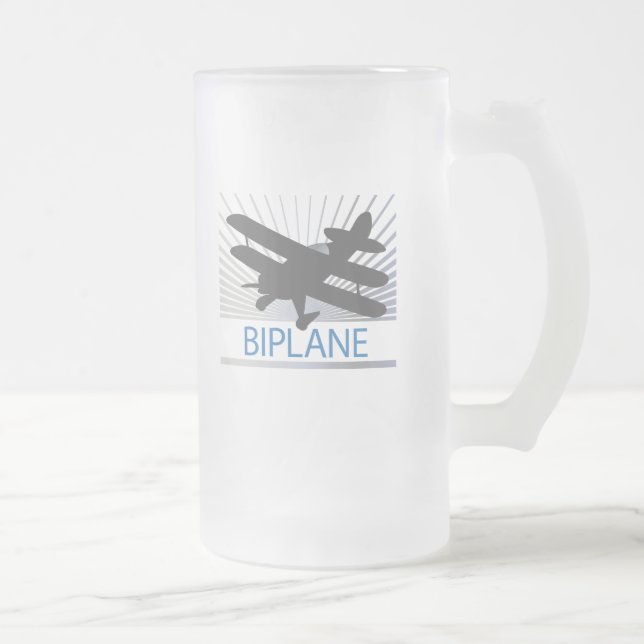 Taza De Cristal Esmerilado Avión de Biplane (Derecha)