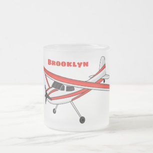 Taza De Cristal Esmerilado avión de engranaje triciclo dibujo animado