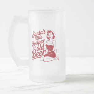 Taza De Cristal Esmerilado Ayudante de Santa Snarky Navidad Sarcástico