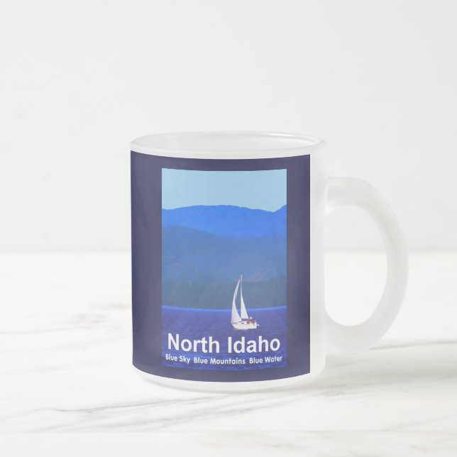 Taza De Cristal Esmerilado Azul de Idaho del Norte (Derecha)
