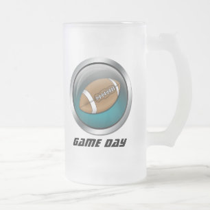 Taza De Cristal Esmerilado Azul: Fútbol: Cerveza helada Stein