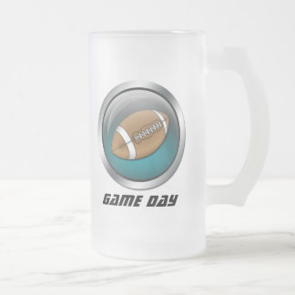 Taza De Cristal Esmerilado Azul: Fútbol: Cerveza helada Stein