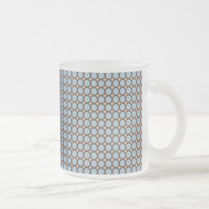Taza De Cristal Esmerilado Azul y marrón estampados