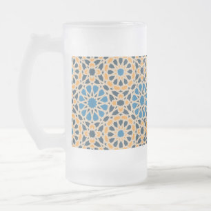 Taza De Cristal Esmerilado Azulejo geométrico marroquí y patrón de naranja