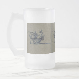 Taza De Cristal Esmerilado Azulejos azules clásicos de lujo anticuario - cest