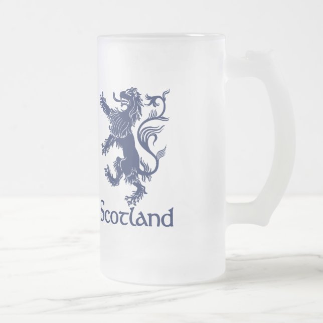 Taza De Cristal Esmerilado Azules marinos desenfrenados escoceses del león (Derecha)