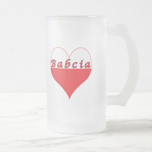 Taza De Cristal Esmerilado Babcia Corazón Polaco