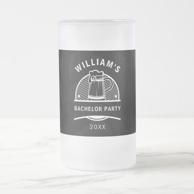 Taza De Cristal Esmerilado Bacheler Party Cerveza blanca y negra (Centro)