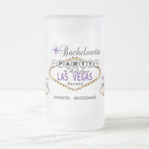 Taza De Cristal Esmerilado Bachelorette Party en Las Vegas - Purple
