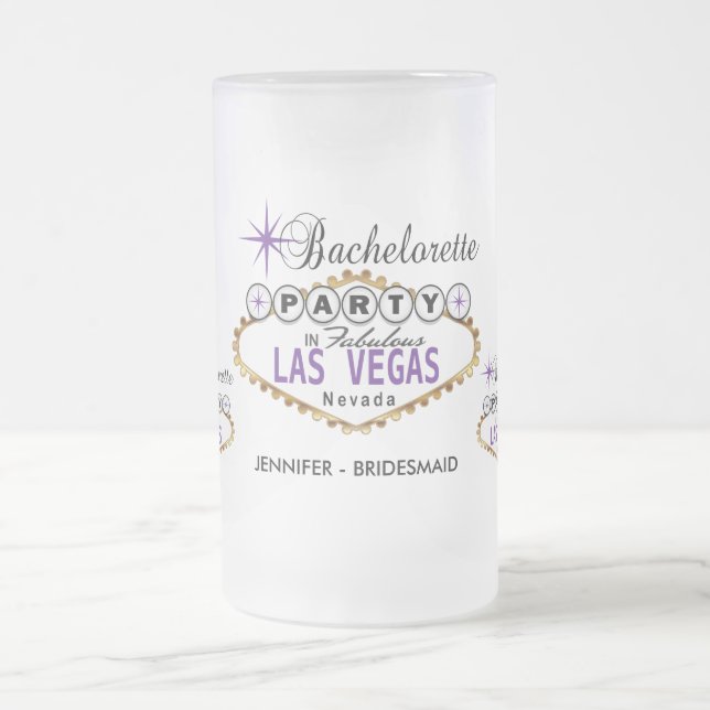 Taza De Cristal Esmerilado Bachelorette Party en Las Vegas - Purple (Centro)