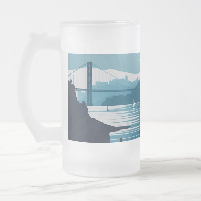 TAZA DE CRISTAL ESMERILADO BAHÍA DE FRISCO #1 (Izquierda)
