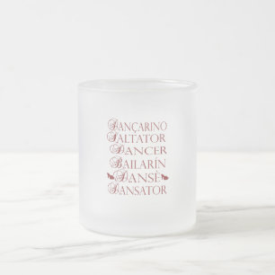 Taza De Cristal Esmerilado Bailarina en varios idiomas portugués rumano