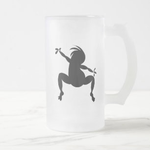 Taza De Cristal Esmerilado Baile negro Kokopelli
