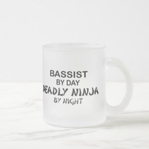 Taza De Cristal Esmerilado Bajista Ninja mortal por noche