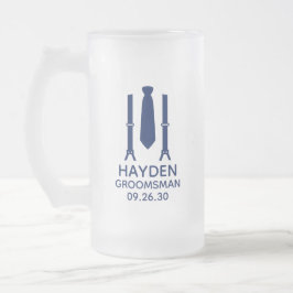 Taza De Cristal Esmerilado Baldosa azul de Groomsman