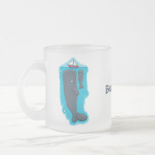 Taza De Cristal Esmerilado Ballenas cortas y ilustracion personalizado de vel