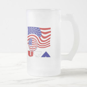 Taza De Cristal Esmerilado Balón de fútbol con bandera de EE. UU.