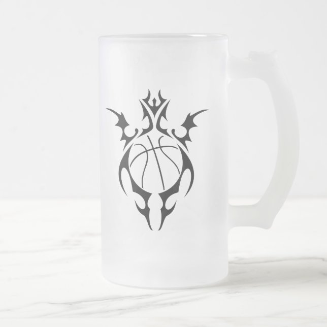 Taza De Cristal Esmerilado baloncesto tribal. (Derecha)