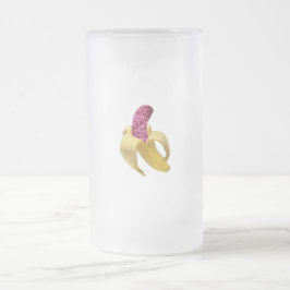 Taza De Cristal Esmerilado Banana en falso Purpurina rosado se ve delicioso