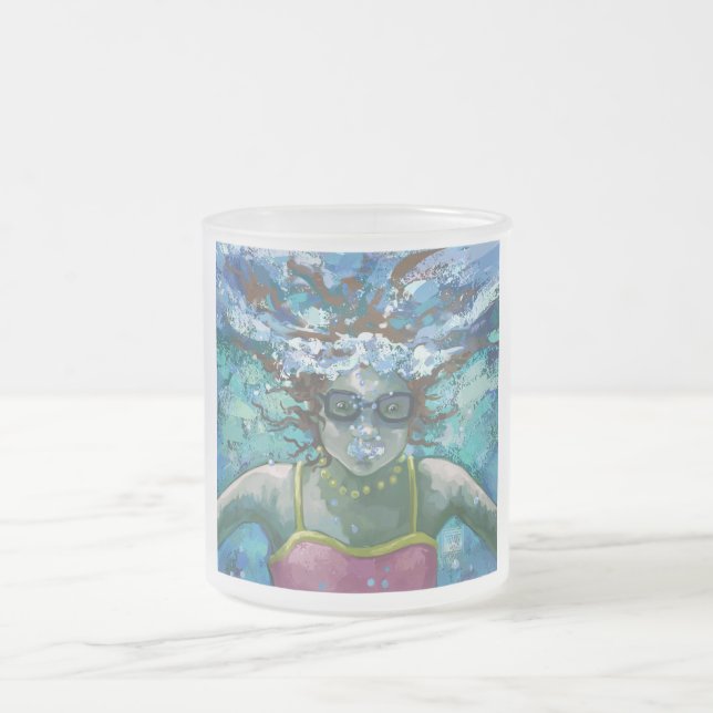 Taza De Cristal Esmerilado Bañarse bajo el agua (Centro)