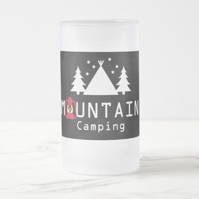 Taza De Cristal Esmerilado Banda moderna de Mountain Camping (Centro)