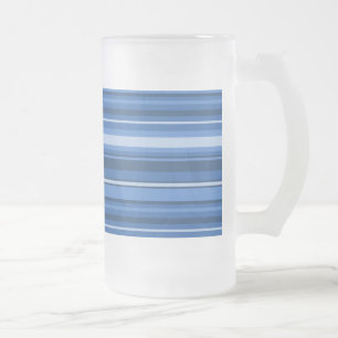 Taza De Cristal Esmerilado Bandas azules monográficas