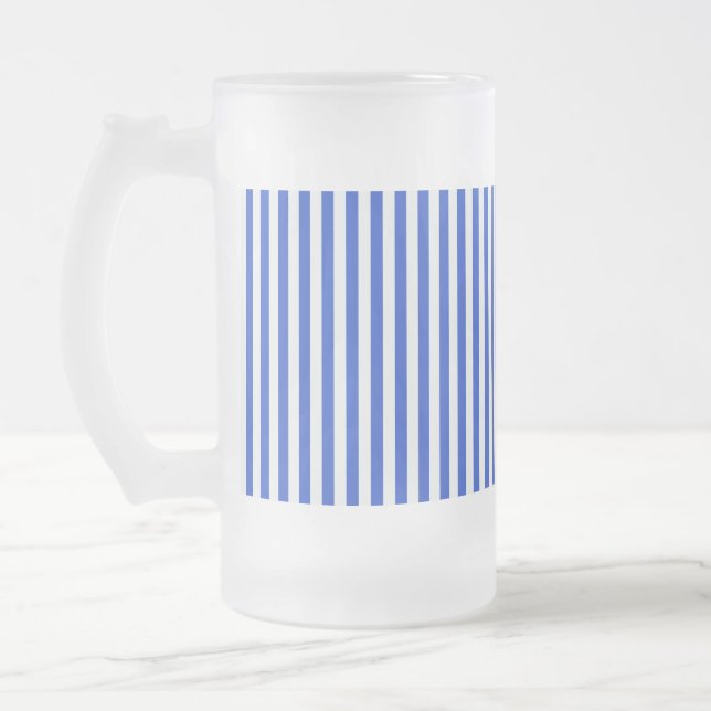 Taza De Cristal Esmerilado Bandas combinadas azules reales de Shirley Taylor (Izquierda)