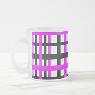 Taza De Cristal Esmerilado Bandas de entrelazado Black White Pink