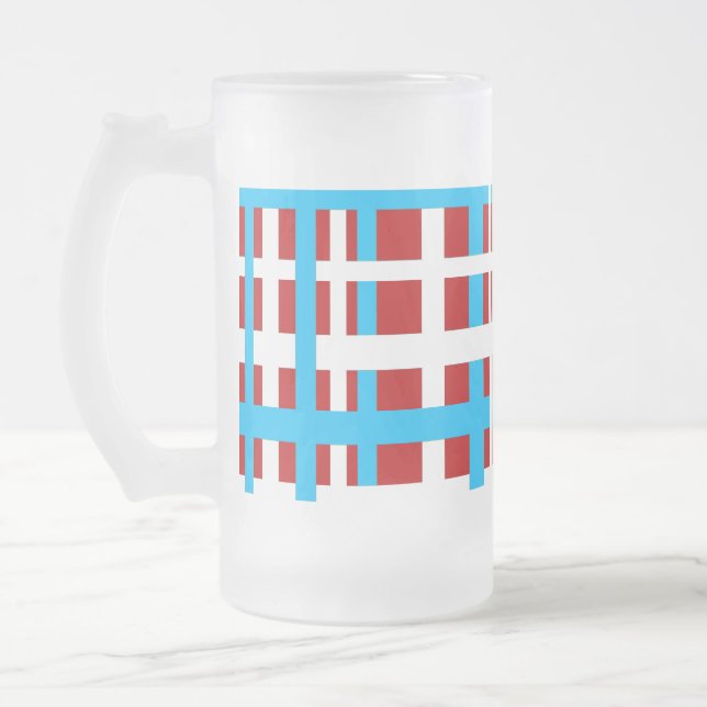 Taza De Cristal Esmerilado Bandas de interbloqueo de luz roja blanca azul (Izquierda)