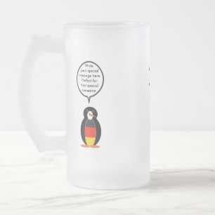 Taza De Cristal Esmerilado Bandera alemana hablando Sra. Pingüino Personaliza