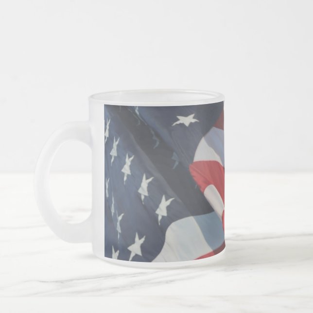 Taza De Cristal Esmerilado Bandera americana 10 oz Frosted Glass Mug (Izquierda)