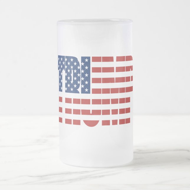 Taza De Cristal Esmerilado Bandera americana del TRIUNFO (Centro)