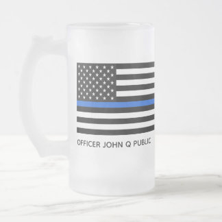 Taza De Cristal Esmerilado Bandera americana fina de encargo de Blue Line