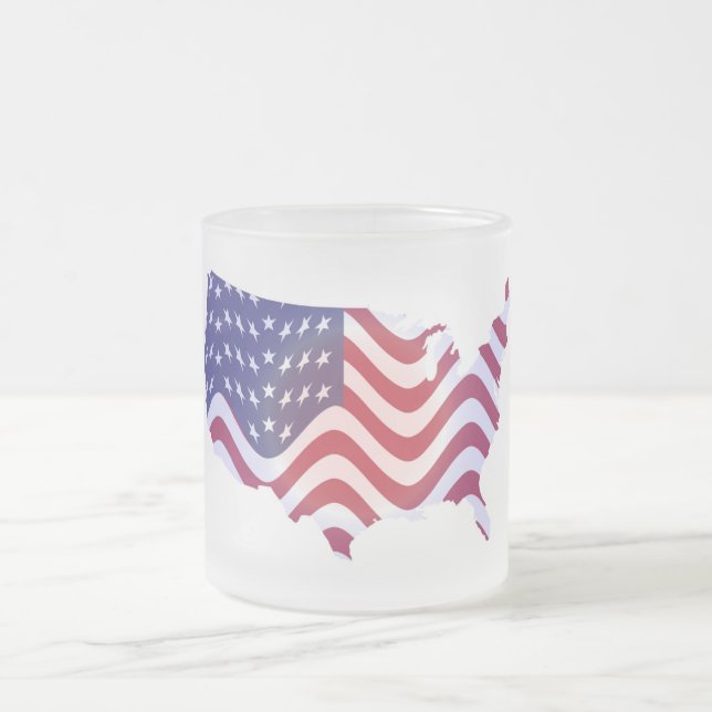 TAZA DE CRISTAL ESMERILADO BANDERA AMERICANA ONDA (Centro)