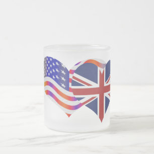 Taza De Cristal Esmerilado Bandera Americana Union Jack Amor Estrellas Barras