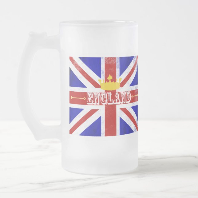 Taza De Cristal Esmerilado Bandera anglosajona con problemas de tema británic (Izquierda)