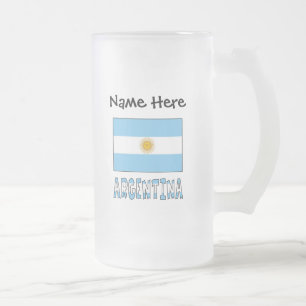 Taza De Cristal Esmerilado Bandera argentina Argentina Texto personalizado