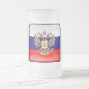 Taza De Cristal Esmerilado Bandera brillante rusa