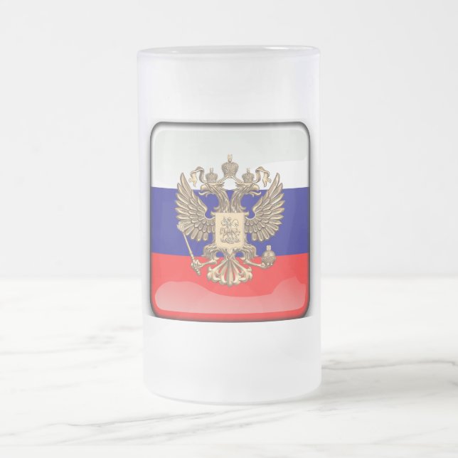 Taza De Cristal Esmerilado Bandera brillante rusa (Centro)