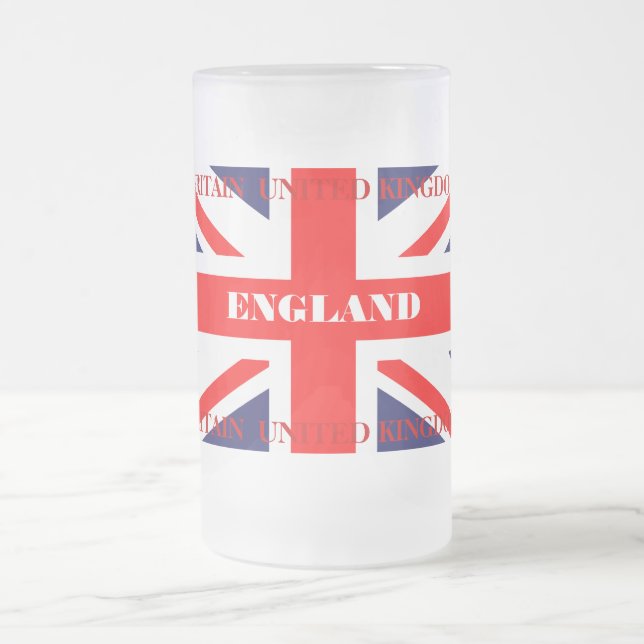 Taza De Cristal Esmerilado Bandera británica de Union Jack Gran Bretaña (Centro)