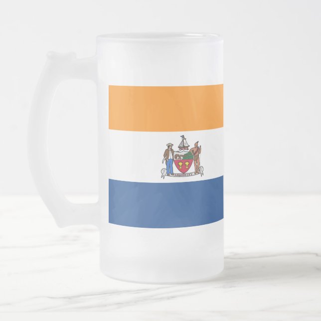 Taza De Cristal Esmerilado Bandera de Albany, Nueva York (Izquierda)
