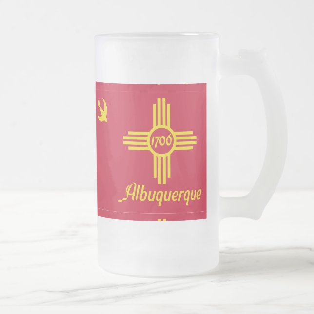 Taza De Cristal Esmerilado Bandera de Albuquerque, Cerveza de vidrio escarcha (Derecha)